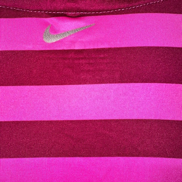 Nike Women's Pink and Black Striped Polo Shirt - Picture 3 of 5